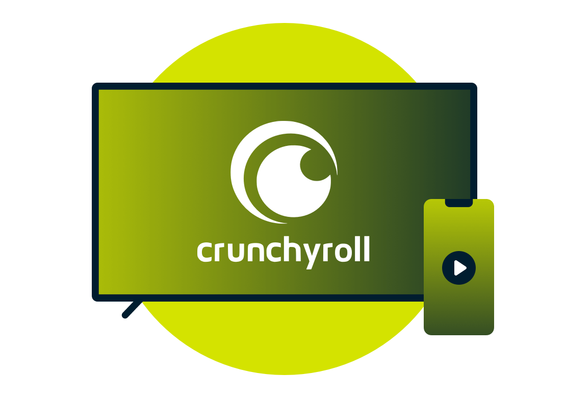 &Eacute;cran de t&eacute;l&eacute;vision avec le logo Crunchyroll.
